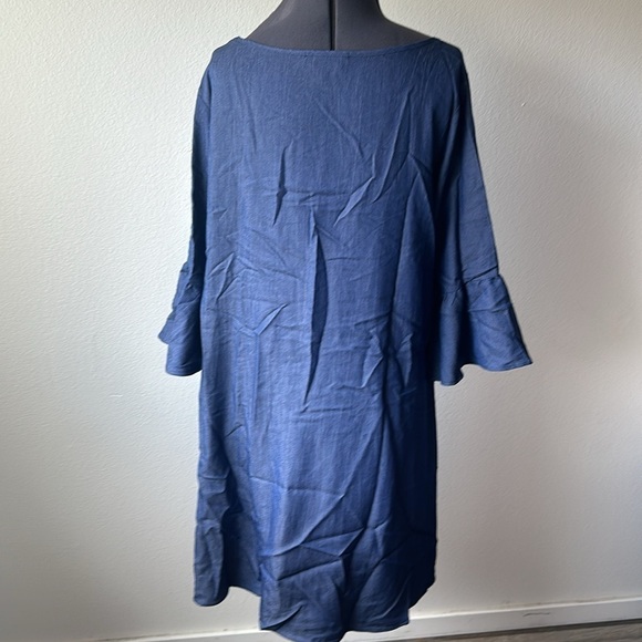 Anthropologie Naïf dress light blue denim look silver accent size XL biker core - Picture 6 of 10